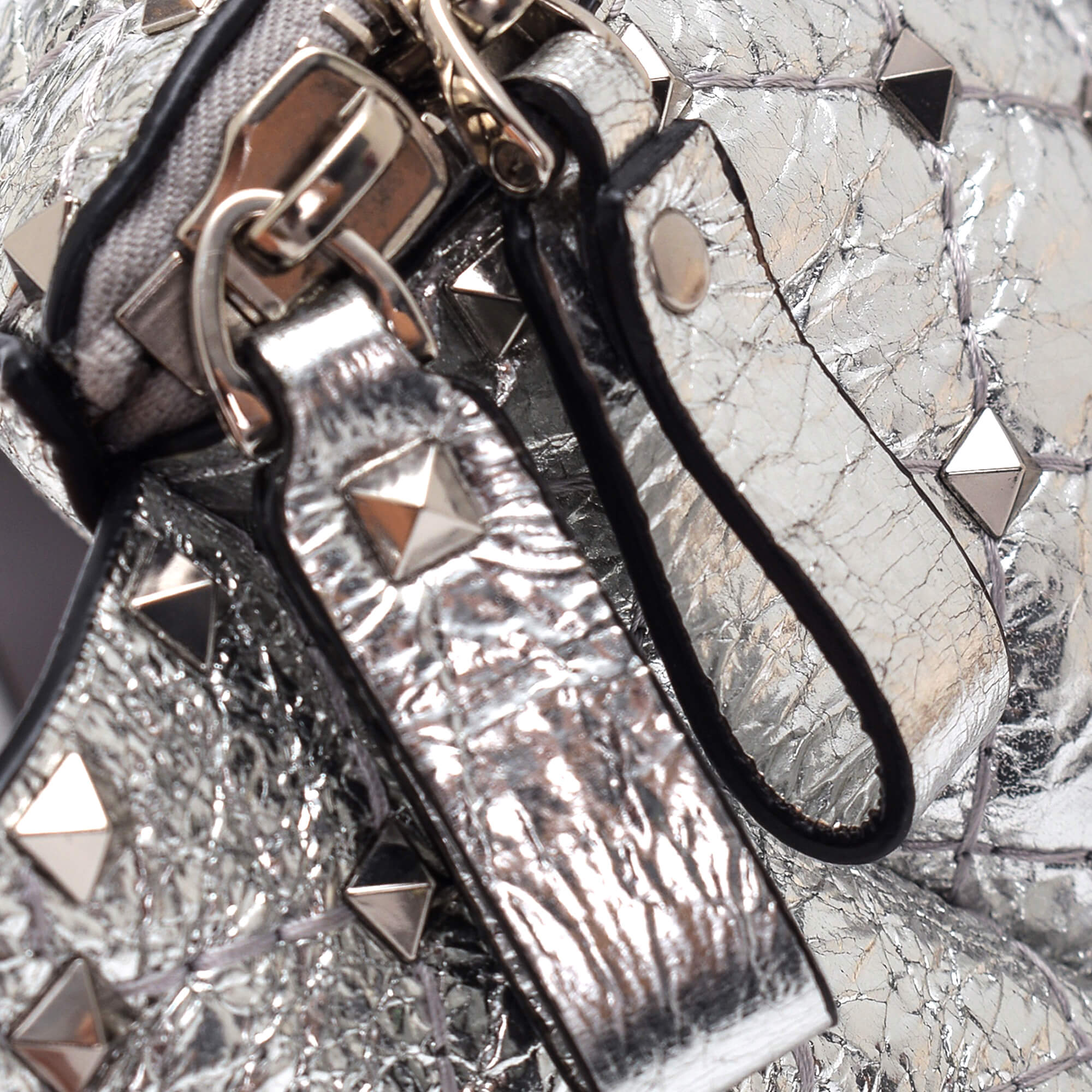 Valentino - Metallic Silver Rocktud Spike Belt Bag